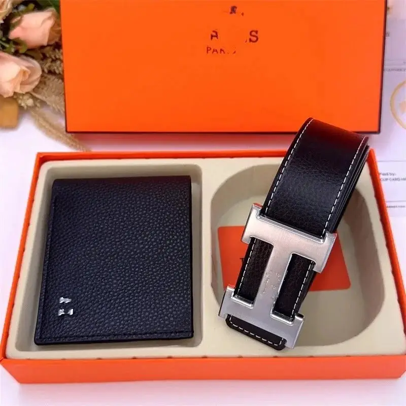 Burberry Check / Hermès H / Louis Vuitton Monogram & Damier / Gucci GG Supreme Belt & Wallet Set [21 styles] 2