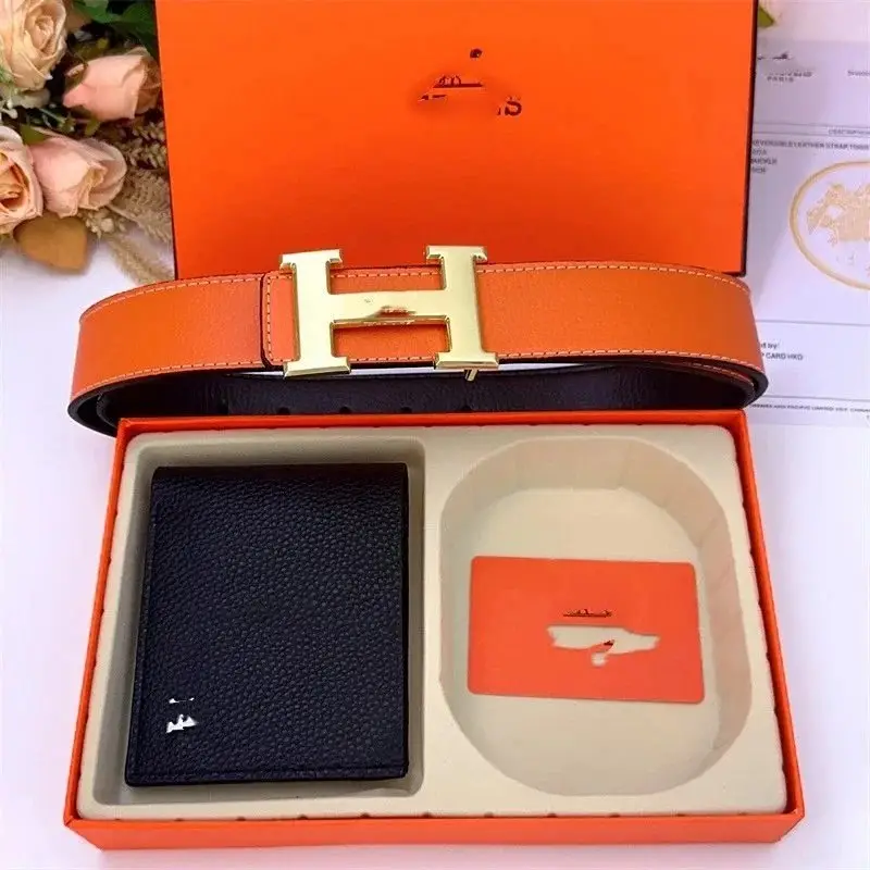 Burberry Check / Hermès H / Louis Vuitton Monogram & Damier / Gucci GG Supreme Belt & Wallet Set [21 styles] 3
