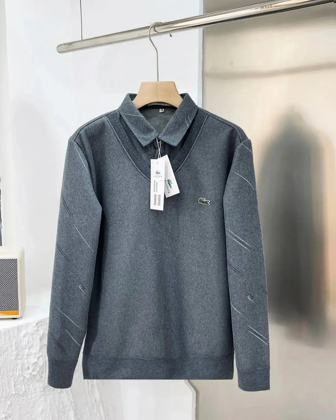 Lacoste Collared V-Neck Sweatshirt 3